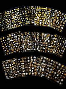 30入組混合風格自粘式3D彩色雛菊花蝴蝶結愛心設計指甲藝術貼紙，適用於DIY裝飾，適用於女性/女孩，美甲沙龍用品6.5*5.5cm - 彩色 - 查看 9