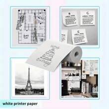 Mini Thermal Printer, Sticker Paper Included, Printable For Images, Photos, DIY Albums, Notes, Lists And Memos, Compatible With PCs And Smartphones Back To School
