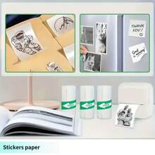 Mini Thermal Printer, Sticker Paper Included, Printable For Images, Photos, DIY Albums, Notes, Lists And Memos, Compatible With PCs And Smartphones Back To School