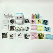 Mini Thermal Printer, Sticker Paper Included, Printable For Images, Photos, DIY Albums, Notes, Lists And Memos, Compatible With PCs And Smartphones Back To School