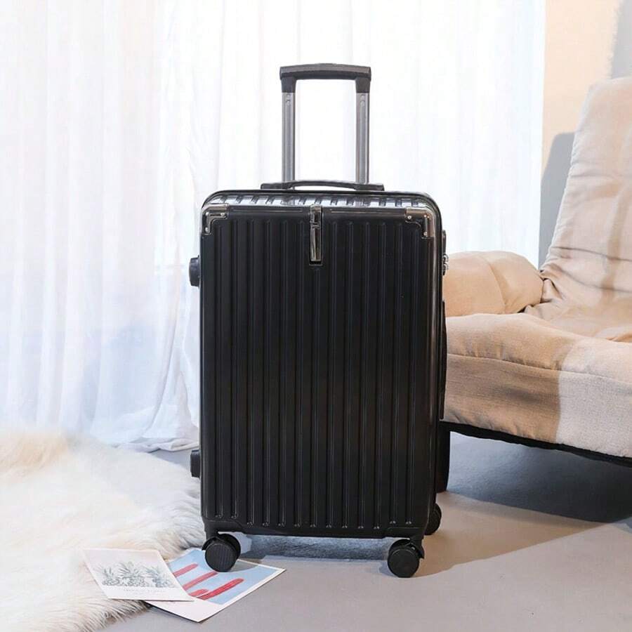 男士万向轮行李箱，女士 24/28 英寸密码行李箱，大容量旅行箱，适合学生手提行李旅行学校假期蜜月旅行出国留学毕业假期必备旅行配件礼物的理想选择男孩女孩情侣包学校配件学校用品 - 黑色 - 查看 1