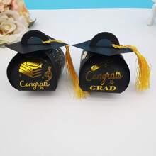 25pcs Graduation Cap Gift Box Graduation Party Favors Graduation Candy Box With Tassel Treat Box Graduation Centerpieces For Tables Graduation Decorations Grad Party Favor - Blue - View 5