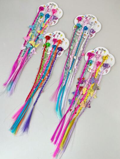 Colorful Children Hair Braid Extension With Clip, Baby Girl Hair Accessory, Mini Hair Claws Tassel Princess Sweet Style
