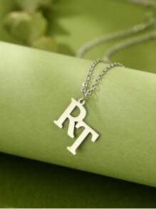 Customized Stainless Steel Personalized Necklace With Initials, Name Pendant, Christmas And Mother's Day Gift Jewelry - Silver - View 5