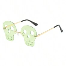 1 szt. Modne okulary w kształcie czaszki, unisexowe, wyjątkowe i przesadzone okulary do codziennego użytku, na uroczystości, imprezy, sesje zdjęciowe, Y2K - Złoto - Zobacz 13