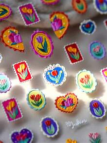 1pc 5D Nail Art Sticker Beauty Decald Flower Colorful Tulip Flower Style Self Adhesive DIY Decorations - Multicolor - View 3