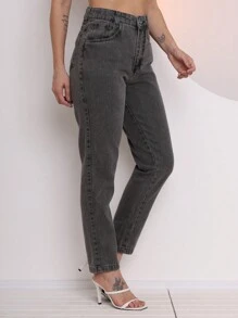 Women Jeans - 深灰色 - 查看 1