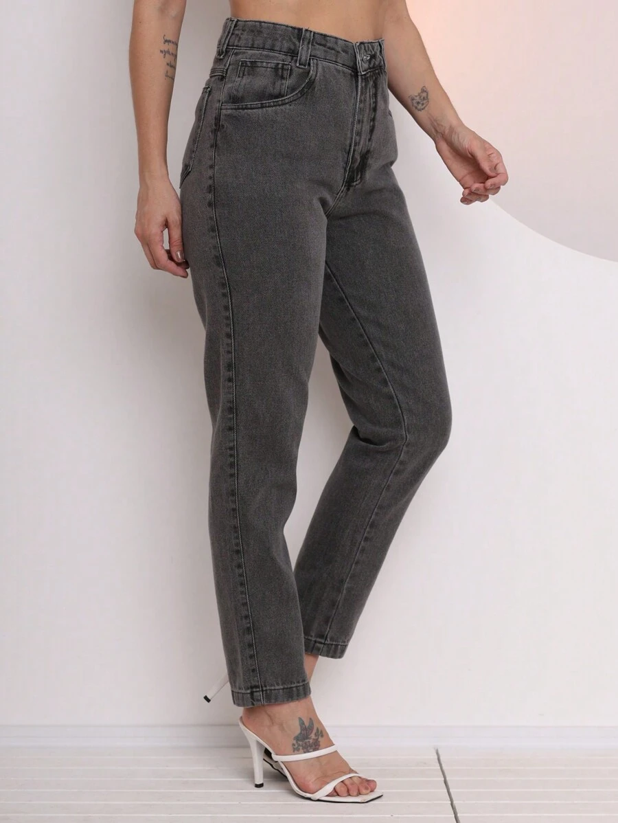 Women Jeans - 深灰色 - 查看 1