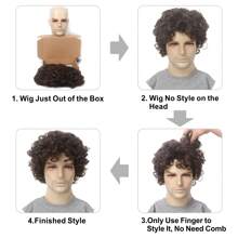 Brown Curly Short Afro Wig For Men California Men Cosplay Costume Daily Hair Synthetic Heat Resistant Men Full Wigs
