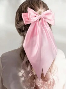 4 peças Grande Laço de Cabelo Rosa, 4 Bolsas de Cabelo de Cetim com Arco na Presilha, Laço de Cabelo de Cauda Longa Extravagante, Laço de Cabelo de Cetim Barrett Lindo Acessório de Cabelo Feminino para Meninas, Adequado para Combinar com Vestidos de Meninas, Presentes de Dia dos Professores e Dia das Mães - Multicolorido - Visão 4