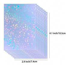 50 Blatt Zerbrochenes Glas Holografischer Aufkleber Papier 2.9*4.1 Inch Glitzer Klar Holografisches Überlaminierungsfilm Selbstklebende Vinyl Blätter Schulanfang, Schulanfang, Schulmaterial