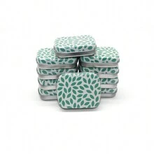 20入組白色淺藍色綠葉狀錫盒容器2.36*1.89*0.63英寸金屬盒子封蓋式儲物盒，適用於家庭儲物，戶外活動儲物盒，家居整理小錫盒 - 白色 - 查看 5