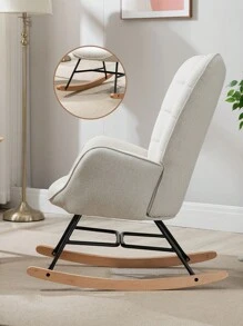 Meubles Cosy Scandinavian Nursing Rocking Chair, Fabric Leisure And Rest Chair With Wooden And Metal Legs For Living Room, Bedroom, Beige, 64 X 84 X 97 Cm - Beige - View 9