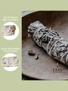 Paquete de 25 atados de salvia blanca orgánica para sahumerio para rituales caseros de limpieza, meditación y purificación, salvia blanca
