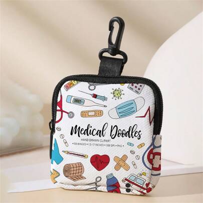 随机图案拉链零钱包，轻巧便携，可装现金、身份证、信用卡，小巧钱包，可收纳杂物，现代旅行必备，生日礼物，周年纪念/情人节礼物，男女皆宜，教师节礼物