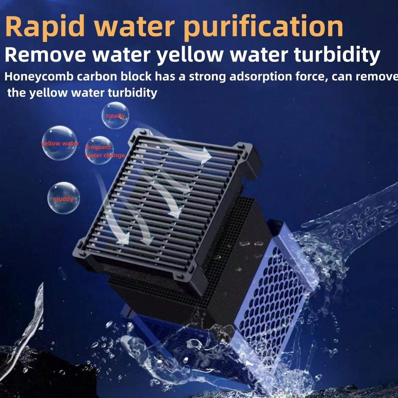 Bloc De Charbon Actif D'aquarium - Bloc De Filtre De Purification De L'eau - Nettoyeur D'eau Activé Au Carbone - Purificateur D'eau D'aquarium Pour Aquarium, Filtration Et Absorption Efficaces Pour