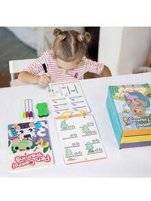 Montessori Drawing Toys, Pen Control Training Color Shape Math Matching Game Set, Magic Tracing Practice Book Set, Learning Activity Educational Toys - Multicolor - View 12