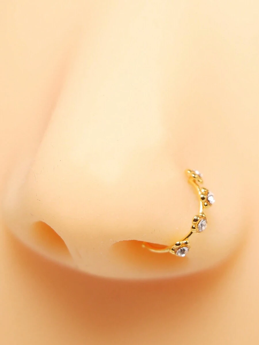 1pc Nose Rings Nose Piercings Hoop Nose Rings For Women 925 Sterling Silver Nose Piercing Jewelry Nose Hoops 22Gauge - Yellow Gold - View 1