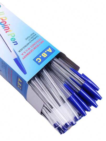 10pcs/50pcs Ballpoint Pens, Red, Black, Blue 3 Colors, Oil-Based Writing Stationery Student Supplies
