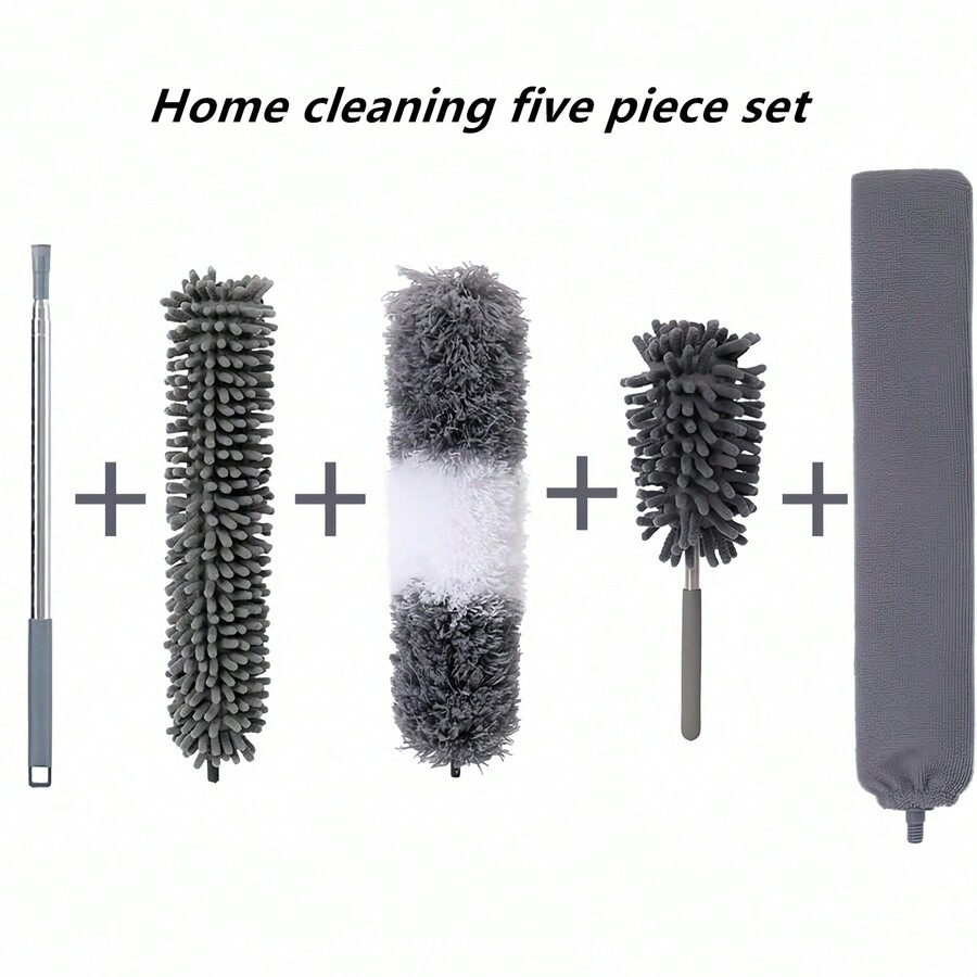 1PC Stainless Steel Dust Duster, MultiFunction Telescopic Feather