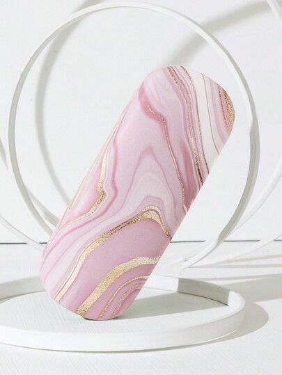 1 szt. Damskie modne etui na okulary z nadrukiem i wytłoczonym wzorem ze złotej folii, idealne na randki na kampusie w kolorze różowym