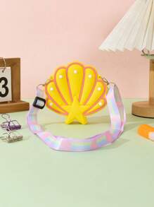 1pc New Cartoon Cute Seashell Silicone Shoulder Messenger Coin Purse For Kids - A - View 7