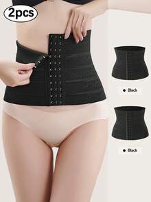 2 Packs Adjustable Postpartum Body Shaping And Abdominal Belt Anti-Rolling Breathable Abdominal Belt - Black - View 1