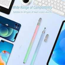 3 In 1 Stylus Pens For Touch Screens, High Sensitivity & Precision Capacitive Stylus Pencil Compatible With Apple IPad IPhone Tablets Samsung Galaxy All Universal Touchscreen Devices - Gradient Purple Pink - View 3
