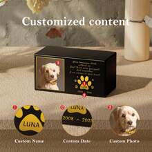 Urnes pour animaux de compagnie personnalisées pour les cendres de chiens - Boîte commémorative pour animaux de compagnie personnalisée avec photo, urne de crémation pour animaux de compagnie, urne de souvenir en bois, Saint-Valentin, décoration de Saint-Valentin, imperméable, scellé, sans repassage, gravé, ornemental, exquis, vintage, haute qualité, adorable, personnalisé, unique, cadeaux idéaux pour elle, anniversaire d'animaux de compagnie, remise des diplômes, impression graphique