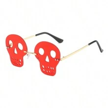 1 szt. Modne okulary w kształcie czaszki, unisexowe, wyjątkowe i przesadzone okulary do codziennego użytku, na uroczystości, imprezy, sesje zdjęciowe, Y2K - Złoto - Zobacz 21