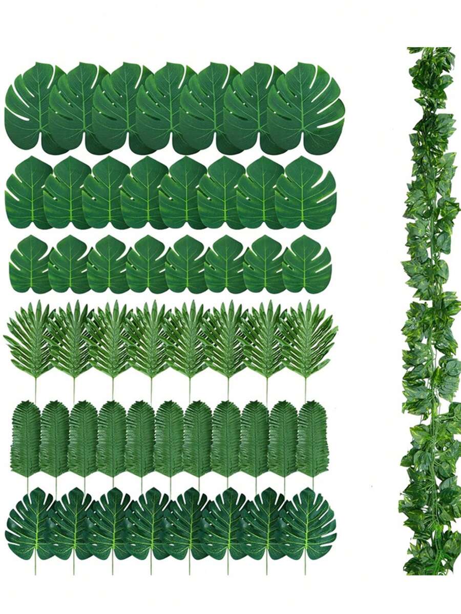 45 Pcs Artificial Vines With Leaves Tropical Leaf Garland And Fake