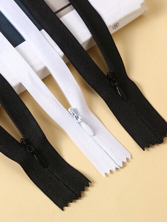 Conjunto de 10 cremalleras invisibles de nylon en blanco y negro, perfectas para costura, ropa, pequeñas bolsas y proyectos de manualidades