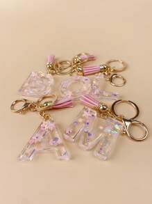 1 Peça de Chaveiro de Resina com Inicial, Ornamentos Feitos à Mão, Adequado para Bolsas, Acessórios, Encantos, Acessórios de Telefone Celular de Mulheres, Conchas de Borboleta, Lantejoulas em Forma de Estrela, Acessórios Escolares de Carro, Acessórios Góticos Fofos Y2k, Ideias de Presentes para o Dia dos Professores e Natal