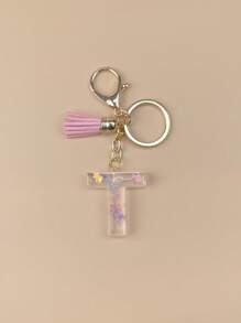 1 Peça de Chaveiro de Resina com Inicial, Ornamentos Feitos à Mão, Adequado para Bolsas, Acessórios, Encantos, Acessórios de Telefone Celular de Mulheres, Conchas de Borboleta, Lantejoulas em Forma de Estrela, Acessórios Escolares de Carro, Acessórios Góticos Fofos Y2k, Ideias de Presentes para o Dia dos Professores e Natal