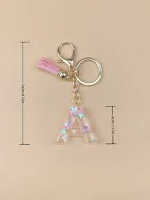 1 Peça de Chaveiro de Resina com Inicial, Ornamentos Feitos à Mão, Adequado para Bolsas, Acessórios, Encantos, Acessórios de Telefone Celular de Mulheres, Conchas de Borboleta, Lantejoulas em Forma de Estrela, Acessórios Escolares de Carro, Acessórios Góticos Fofos Y2k, Ideias de Presentes para o Dia dos Professores e Natal