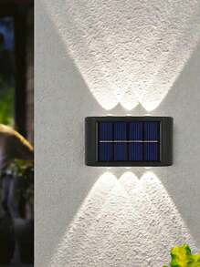 2pcs Mini Innovative Solar Powered Wall Lights, 6 LED Black Up & Down Lighting Wall Sconce, Outdoor Garden Patio Street Plaza Landscape Lighting, Waterproof Solar Wall Lamp, Outdoor Entrance Exterior Solar Decorative Wall Light (Warm White) - Multicolor - View 11