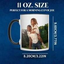 1pc Customized Personalized Mug With Exclusive Photo, Office And Household Water Cup, Festive Gift For Mother, Father, Couple And Friend On Birthday Party - Black - View 5
