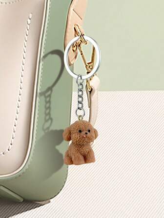 1 st realistisk vacker nallehund nyckelringshänge, lämplig för bilnyckel, dekorationsföremål, nyckelring med plånbok eller nyckelringstillbehör present souvenir biltillbehör väskberlock skola söt goth y2k väsktillbehör nyckelband med ID-hållare biltillbehör väskberlocker