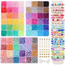 1 Set de herramientas de moda para hacer pulseras con cuentas de arcilla, piezas de cerámica suave, kit de manualidades DIY - Kit de pulsera con cuentas de piedra negra y arcilla polimérica, adecuado para mujeres y adolescentes con estilo universitario, joyería hecha a mano, gran regalo para vacaciones y fiestas