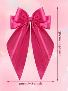 4 peças Grande Laço de Cabelo Rosa, 4 Bolsas de Cabelo de Cetim com Arco na Presilha, Laço de Cabelo de Cauda Longa Extravagante, Laço de Cabelo de Cetim Barrett Lindo Acessório de Cabelo Feminino para Meninas, Adequado para Combinar com Vestidos de Meninas, Presentes de Dia dos Professores e Dia das Mães - Multicolorido - Visão 2