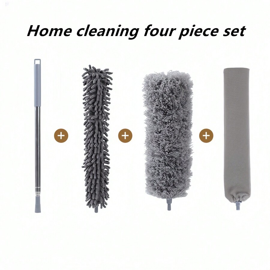 1PC Stainless Steel Dust Duster, MultiFunction Telescopic Feather