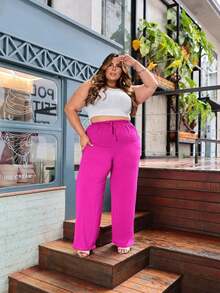Plus Size Pants - Màu Hồng Tươi - Xem 4