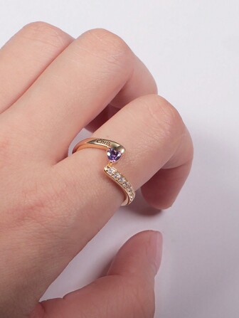 Customized Personalized Heart-Shaped Birthstone Inlaid Engraved Multi-Name Ring, Mother's Day Gift, Valentine's Day Gift, Birthday Anniversary, Gift For Friends, Classmates, Graduation, Christmas, Family High-End Gift,Gold,Stylish,Colorful,Vintage,Simple,Unisex,Casual,Cuties,Custom,Personalized,Unique,Ideal Gifts For Him,Ideal Gifts For Her,Her,Boyfriend,Girlfriend,Dad,Mom,Family,Friends,For Anniversaries,For Birthdays,For Graduation,For Prom,For Party,Mother's Day Gifts Women