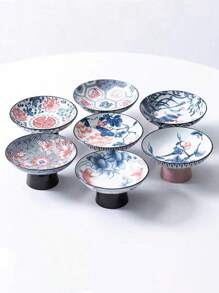 1個高足青花瓷中式水果盤、甜點盤、果仁盤、小吃盤、家居茶几裝飾盤 - 青花瓷 - 查看 4