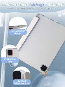 1pc Tri-Fold TPU Soft Case With Pen Slot Compatible With IPad Mini4/5/6/7, IPad 9.7/10.2/10.5/10.9/10th/11", IPad Air 11"/13", IPad Pro 11"/13", IPad Air 13" (M3 2025), IPad Air 11" (M3 2025), IPad 11" (A16) 11th Generation 2025, Classic & Simple Design, Suitable For Daily Use - White - View 7