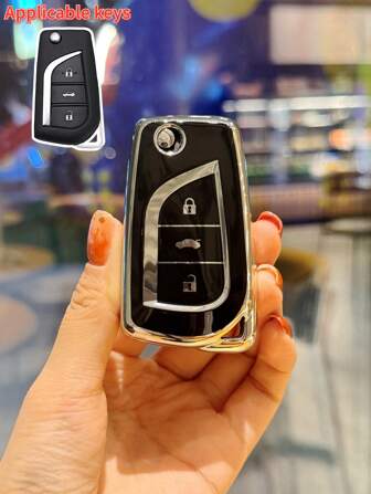 1入專用TPU汽車鑰匙套，防墜折疊鑰匙保護套，適用於豐田新卡羅拉、新錶帶和RAV4車型。