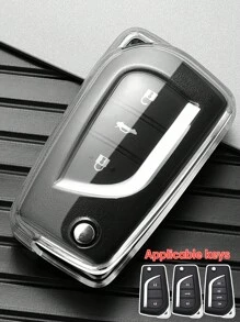 1pc Specialized TPU Car Key Case, Anti-Fall Folding Key Protection Cover, Fit For Toyota New Corolla, New Reiz And RAV4 Models