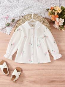 Young Girl Spring/Autumn Long Sleeve Checked Shirt, 2024 New Korean Style Fashionable Collared Top Blouse Jacket