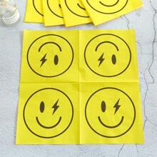 Happy Face 派对用品套装，一次性盘子、杯子和餐巾，7/9 英寸黄色餐具套装，Face 一次性纸盘和餐巾，适用于单身派对用品、圣诞节 - 彩色 - 查看 5