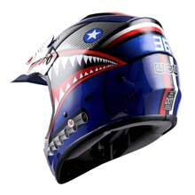 WOW Youth Kids Motocross BMX MX ATV Dirt Bike Helmet HBOY Shark Black - Blue - View 2